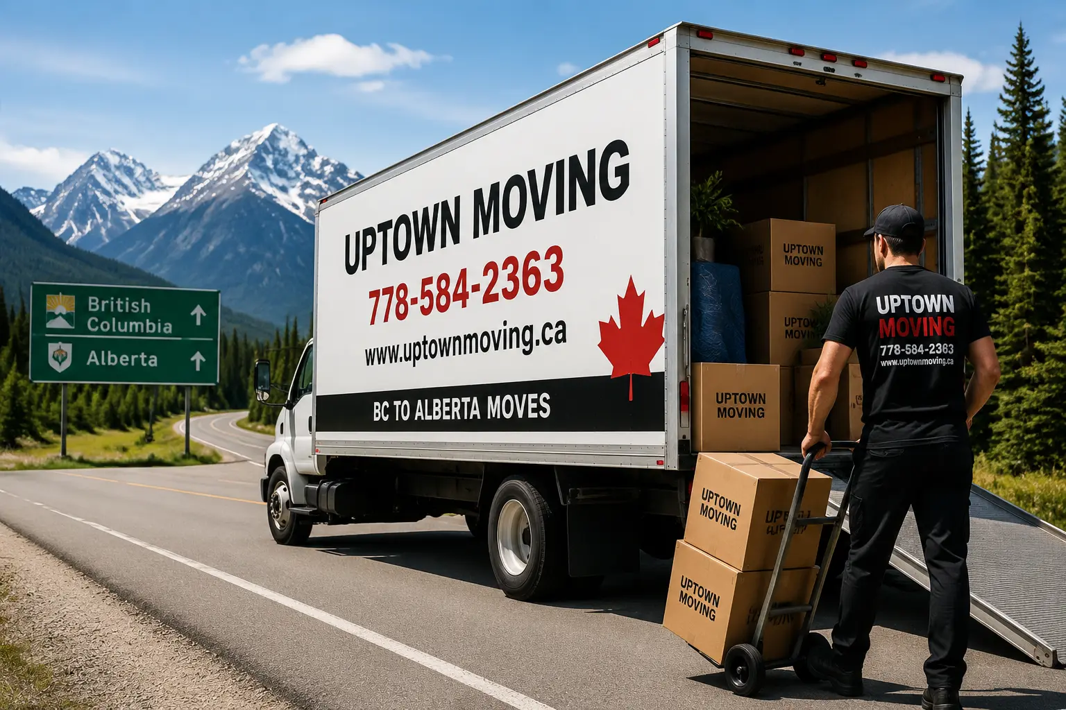 Uptown Moving truck for long-distance moves between British Columbia and Alberta